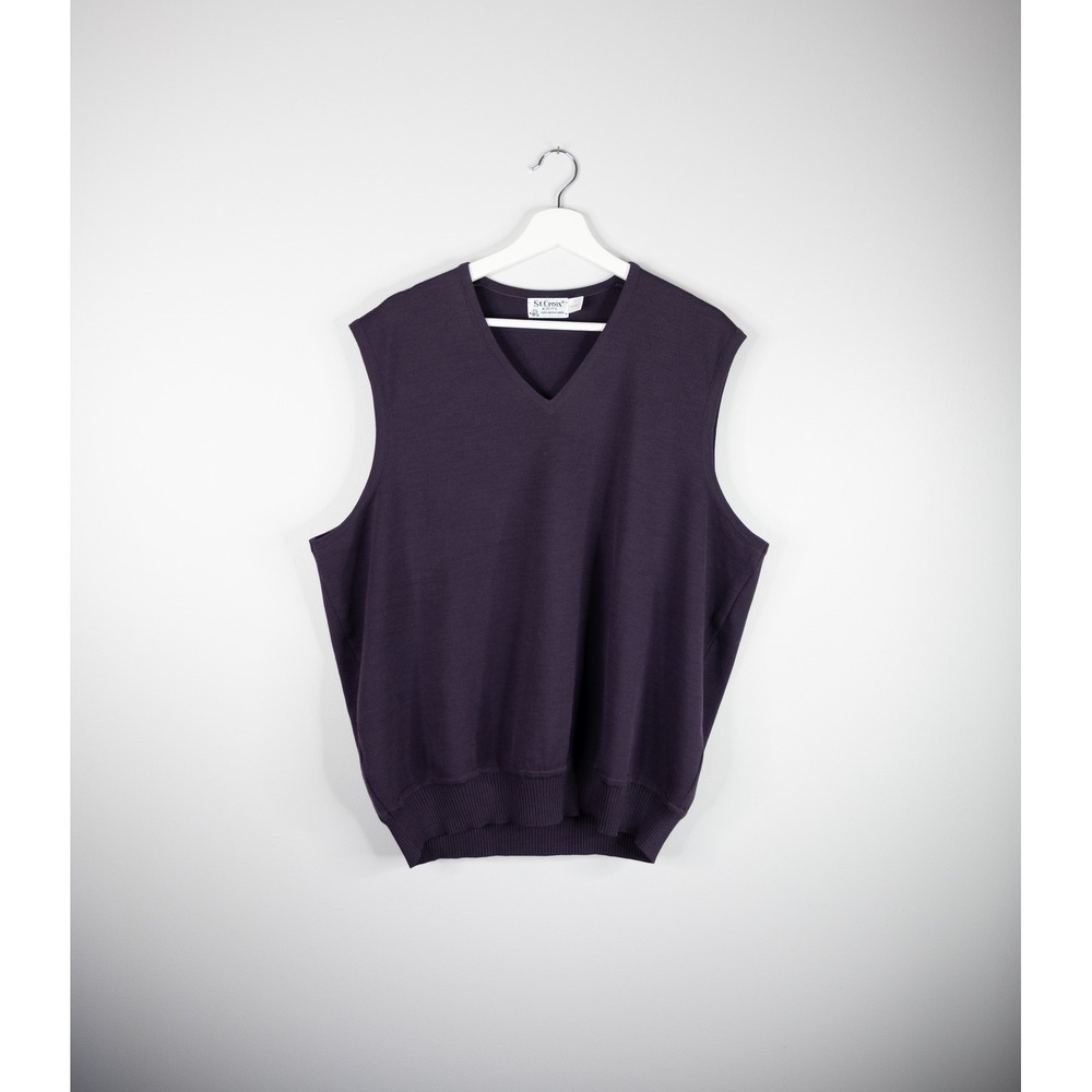 Vintage St. Croix Knits Sweater‎ Vest Mens Large Purple Merino Wool V-Neck